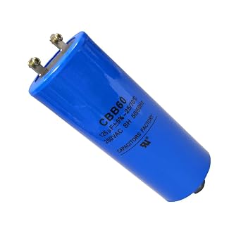 CBB60 250VAC 125uF Run Capacitor 125MFD 250V AC 125 uF MFD Blue 50x123mm 25/70/21 W/Fixing Stud UL Cap