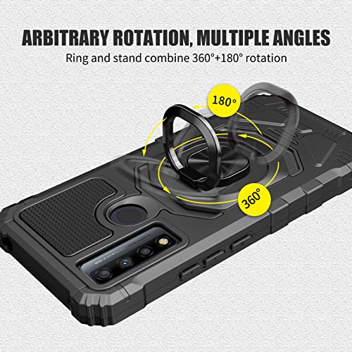 Ailiber Case For Tcl 20Xe, Tcl 20 Xe Phone Case With Screen Protector(Boost), Ring Kickstand Holder For Magnetic Car Mount, Heavy Duty Military Grade Shockproof Protective Cover For Tcl 20 Xe-Black #TOP4