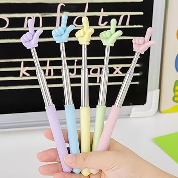 2Pcs Blue, Purple,Retractable Teachers Pointer Sticks, Telescopic Finger Teachers Pointer for Classroom Presentation Whiteboard Extendable Hand Pointing Stick for Teachers Speakers,Office Electronics