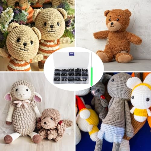 Image of 566PCS Safety Eyes and Noses for Amigurumi, Stuffed Crochet Eyes with Washers, Craft Doll Eyes and Nose for Teddy Bear Crochet Toy Stuffed Doll and Plush Animal Gifts (566PCS Safety Eyes)