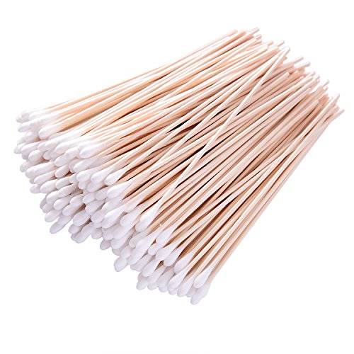Hicarer 500 Pieces 6 Inch Swabs Stick Tipped Applicator Single Tip with Wooden Handle