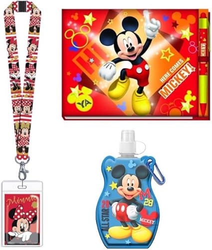 Autograph Book 2022 y bolígrafo, cordones para niños y botella de agua de Mickey