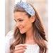 mokkia Crystal Pearl Knotted Headbands for Women, Rhinestone Jeweled Headband Sparkling Crystal Beaded Embellished Hairbands Summer Beach Fashion Hair Accessories(Blue)