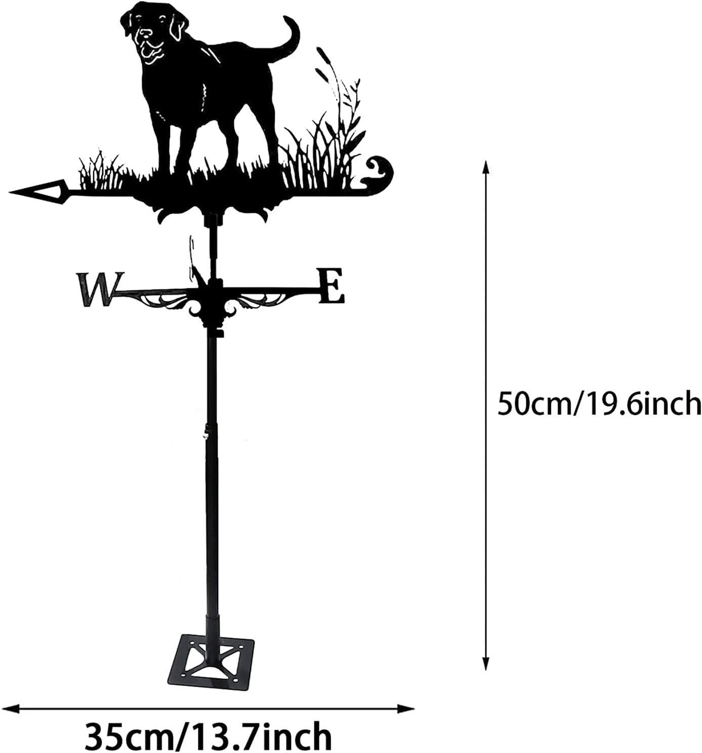 Weather Vane Dog Weathervane with Dachshund in The Grass Pattern Ornament Metal Weather Vane with Wind Direction Indicator,Outdoor Garden Stake Metal Bracket Weather Vane
