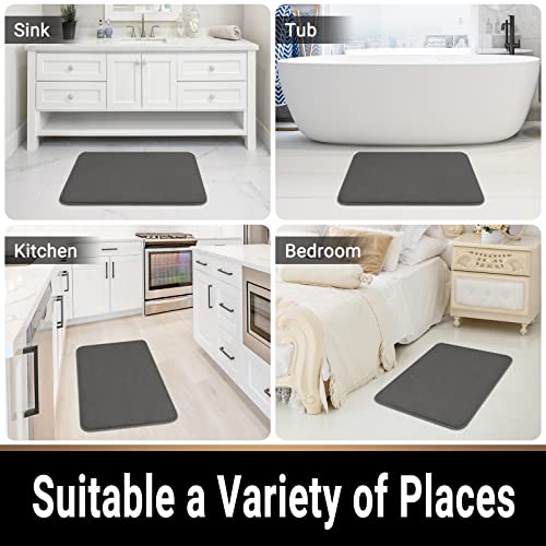 Mayshine Memory Foam Non Slip Anti Fatigue Bath Mat | Thick Absorbent Plush Velvet Bathroom Rug - Machine Washable, 17X24, Charcoal Gray #TOP5