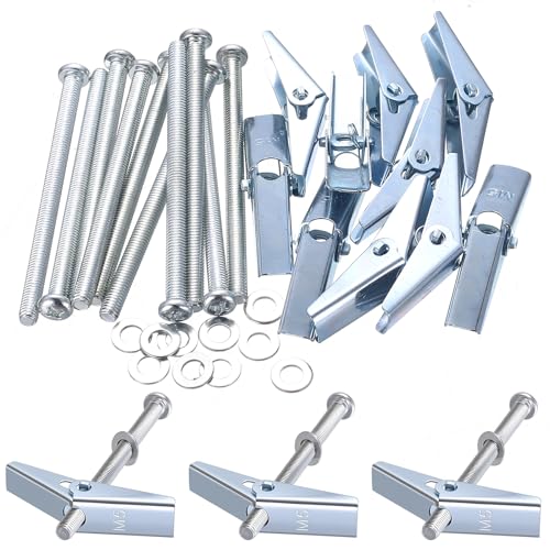 Image of 10-Pc M5 Plasterboard Spring Toggle Bolts & Drywall Screws (M5×75 mm)