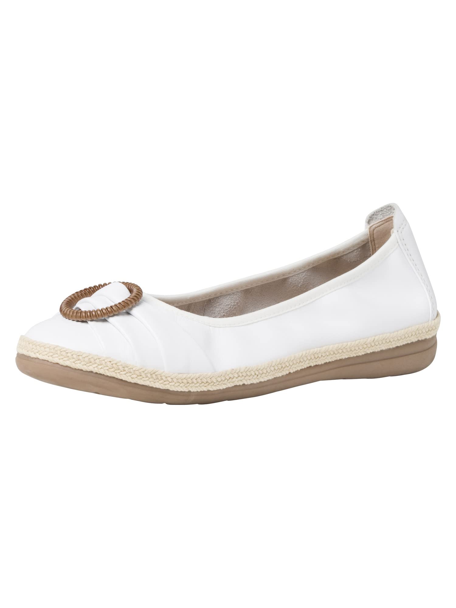 Jana 8-8-22101-28-108, Ballet Flat, White Nappa,