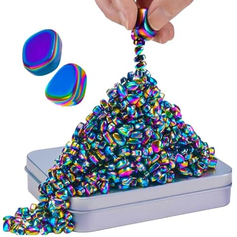 LECTRUS Magnetic Balls Over 600 PCS Mini Rainbow Magnetic Putty, with 2 Big Smooth Magnetic Beads, Fidget Toys for Adult, Weak Ferrite Putty Desk Toys for Office (Multicolored) Cover