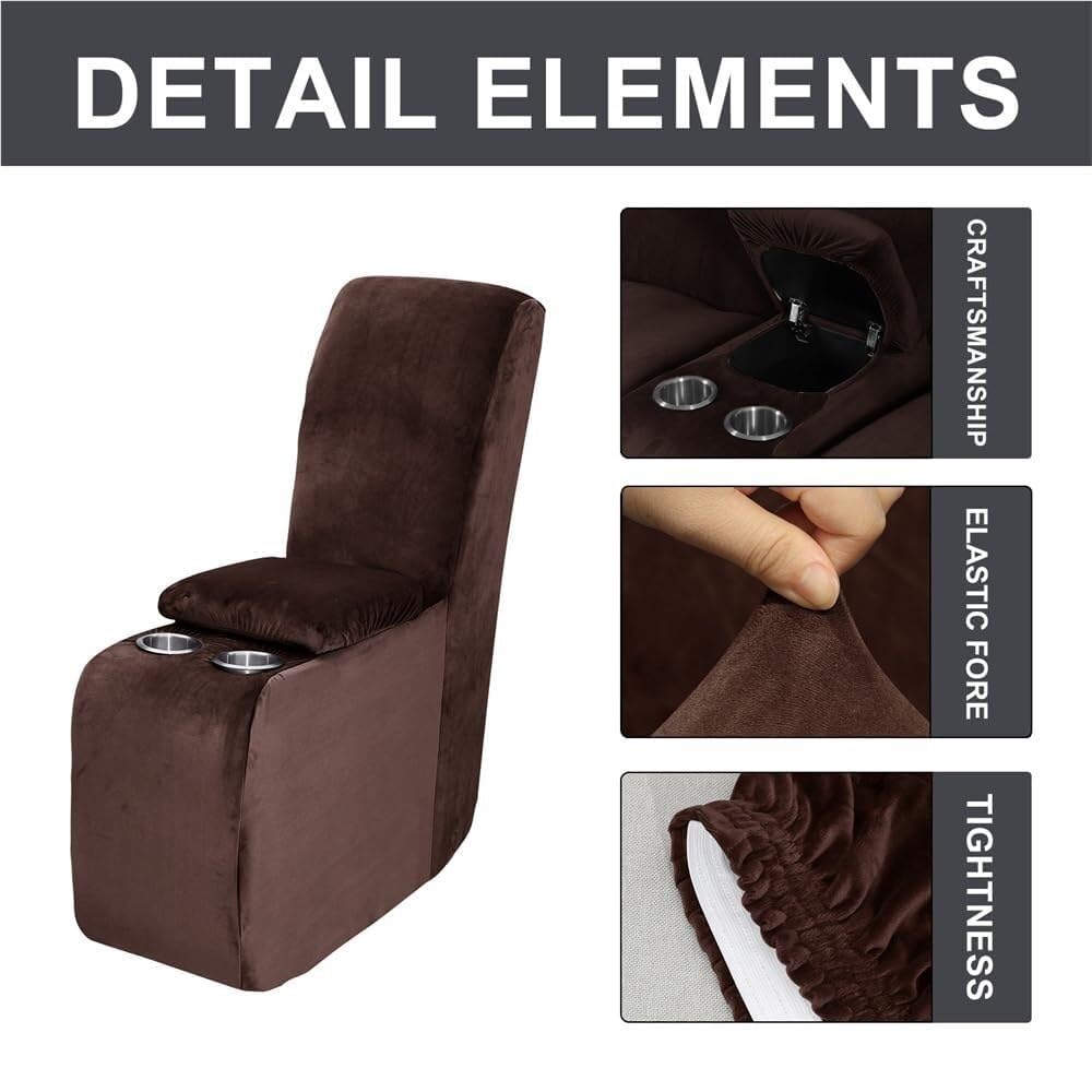 HOMEP - Funda para consola reclinable con portavasos y funda para sofá reclinable, protector de piel para sala de estar (marrón)