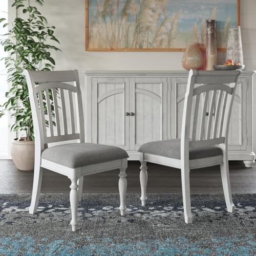 Mariano Gray Slat Back Dining Chairs, Set of 2 -