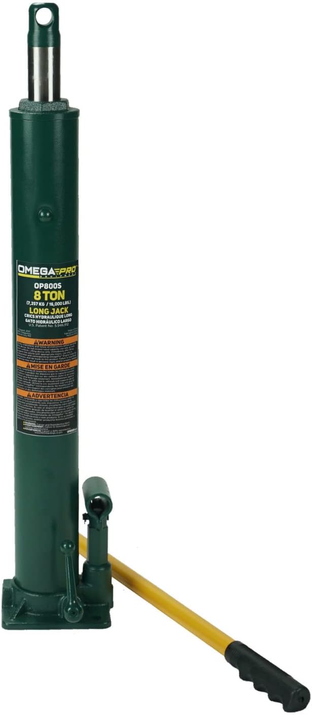 Omega Pro Hydraulic Long Ram Jack - 8 Ton Capacity with Flat Base for Auto Garage Shop,OP800S