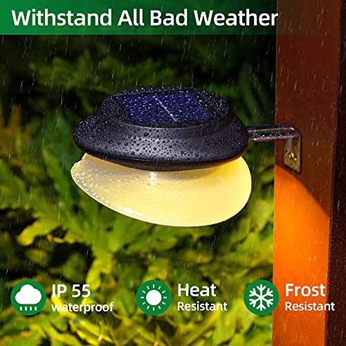 JSOT Outdoor Fence Lights, Solar Gutter Lights Waterproof, 2 Installations Methods for Deck Garden Porch Garage Wall Patio Backyard - Warm White, 6 Pack by JSOT - Image 3