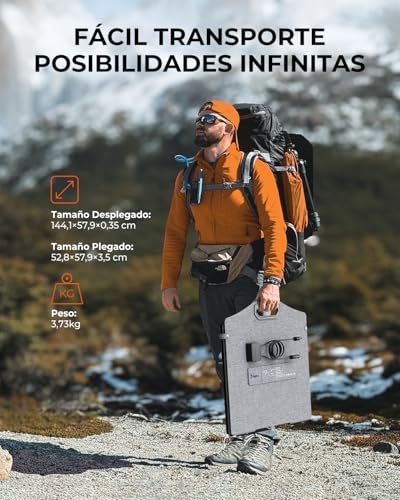 Miniatura 7 de Bigblue 150w Panel Solar Etfe Portátil, Cargador Solar Plegables 24v 6,26a Con Soporte De Pie, Impermeable Ip68, Paneles Solares Con Cable Para Central Eléctrica, Acampadas, Rv