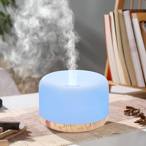 Retoo Difusor de Aroma, humidificador ultrasónico de aromaterapia, 500 ml, difusor de aceites con 12 Colores de luz LED, difusor de aceites Esenciales, lámpara de Fragancia para el Oficina, hogar - imagen 3