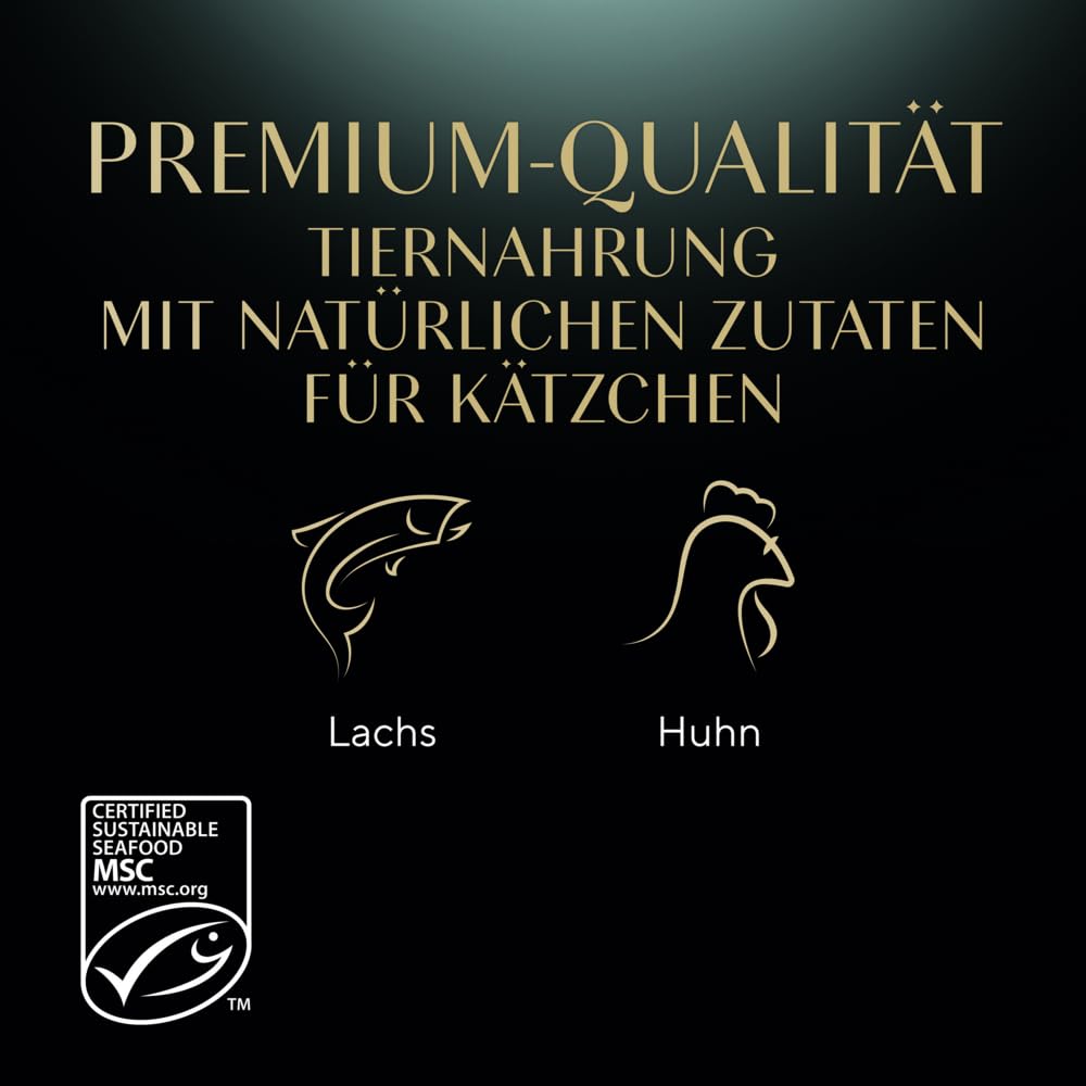 2x40x85g Sheba Katzenfutter Nassfutter Kitten Feine Vielfalt in Sauce Portionsbeutel Lachs Huhn Alleinfuttermittel für heranwachsende Katzen - Tiernahrung