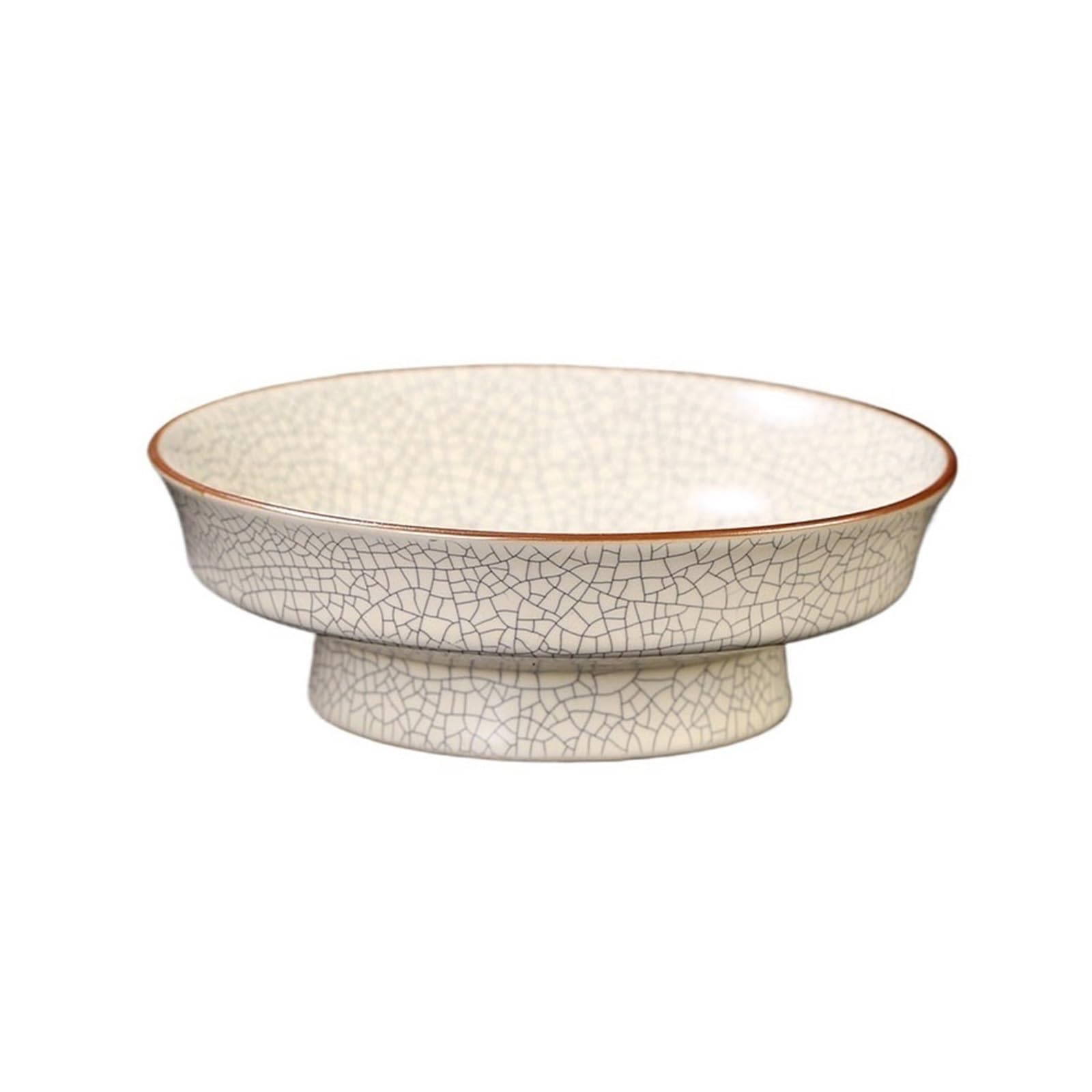 Flower Pot Tray Chinese Style Flower Arranging Saucer with Crackle Finish Gardening Ceramic Drip Tray Ikebana Bowl