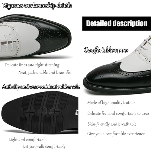 Men's Leather Wingtip Oxfords Dress Shoes, Classic lace-up Two-Tone Brogues Oxford Shoes, Fashionable high-end Formal Business Banquet Oxford Dress Shoes2