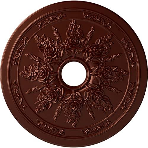 Ekena Millwork CM23ROACS 23-5/8" x 4" x 1-1/2" Rose and Ribbon Ceiling Medallion, Antique Copper