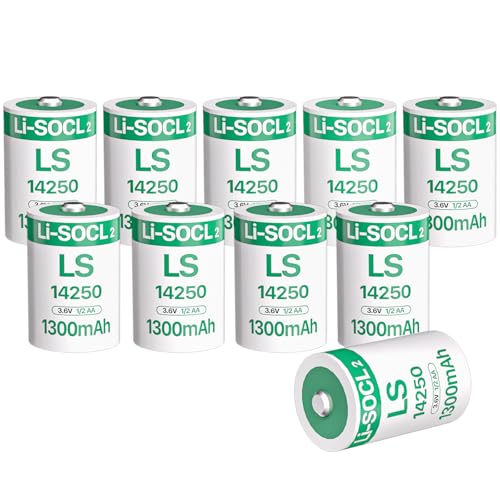 BOANV 10 PCS 1300mAh LS14250 Batteries 1/2 AA 3.6 Volt Lithium Battery for Dogwatch R9 Leash Dog Collar Memory Back-up Real-Time Clocks Utility Metering er14250 Battery (Non Rechargeable)