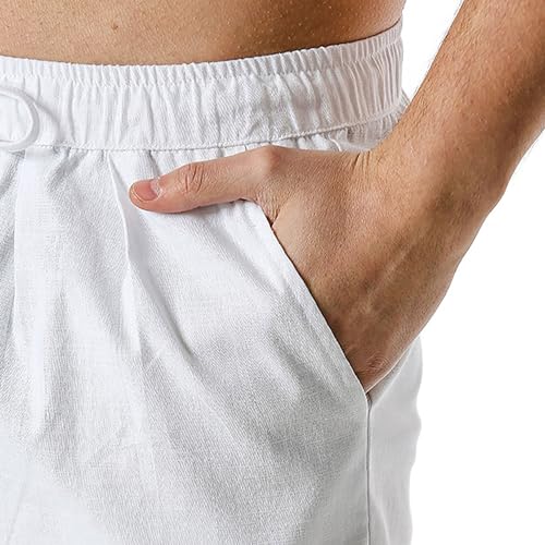 Pantalon long décontracté lin coton léger ample unisexe