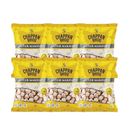 Image of Chappan Bhog Phool Makhana 100g | Silver Fox Nuts 4+ Suta Large | Premium Raw Lotus Seeds | Healthy Snack | High Protein | Gluten Free | Fasting and Evening Diet snacks
