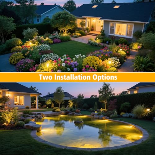 image for T-SUN Solar Pond Lights, 3-in-1 Warm White LED Submersible Light with 