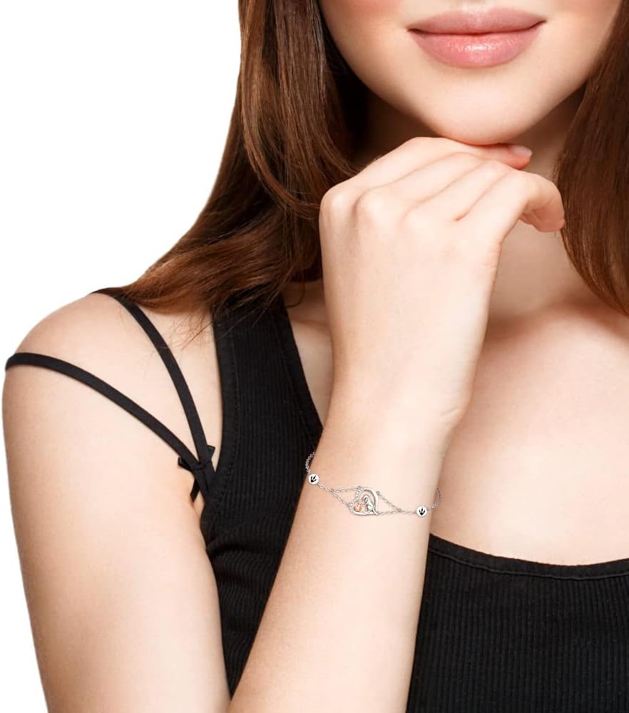 Fenthring Dinosaur Bracelet 925 Sterling Silver Heart Dino Matching Bracelets for Women Friendship Cute Animal Trex Jewelry - Image 3