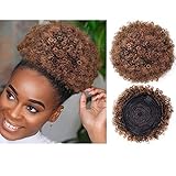 Synthetic Afro Puff Drawstring Ponytail Bun Extension Hairpieces Updo Hair Extensions Short Kinky Curly Hair Large Size (T1B/30#)