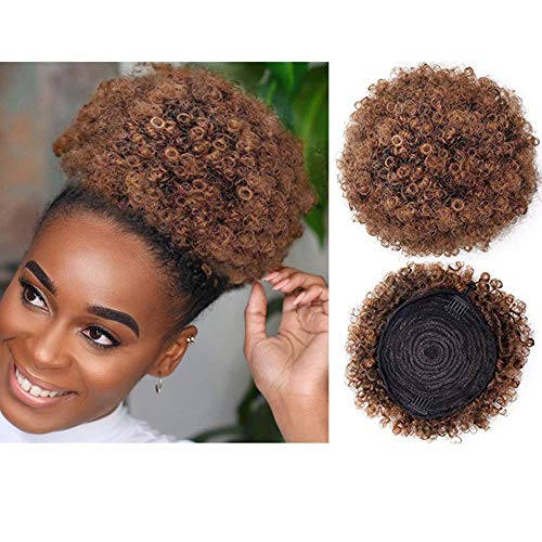 AISI QUEENS Synthetic Afro Puff Drawstring Ponytail Bun Extension Hairpieces Updo Hair Extensions Short Kinky Curly Hair （8inch，T30）
