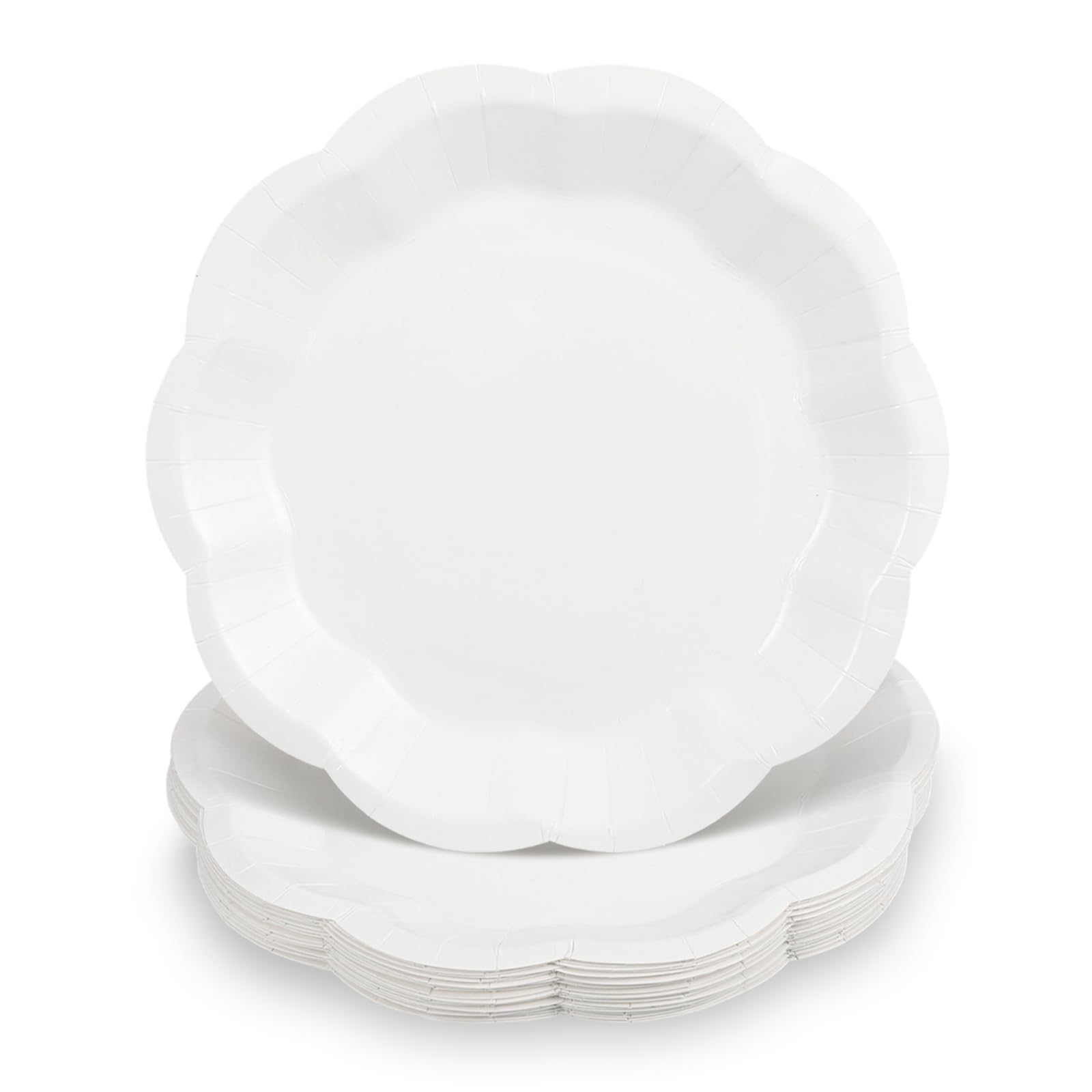 NatNarr 30 Pcs White Paper Plates 7 Inch Scalloped Small Dessert Plates