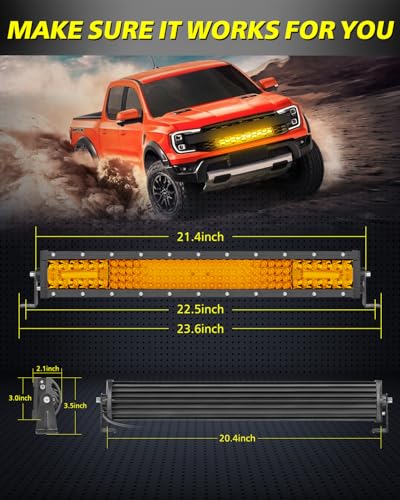 Image of 20 Inch Amber LED Light Bar 150W Combo Quad Row Off Road Light