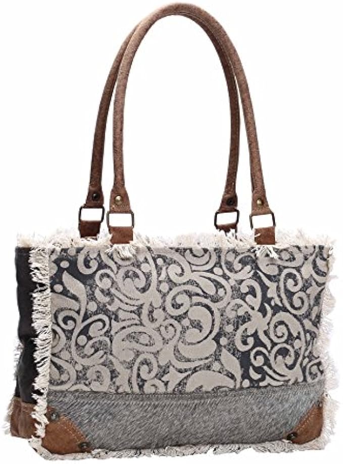 Myra Bag Leaf Swirls Upcycled Canvas Bag S-1151