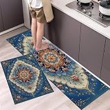 Material duradero y cómodo: Fabricadas con velour de cristal de alta calidad, estas alfombrillas de cocina ofrecen una excelente absorción del agua y resistente al aceite y la suciedad, para garantizar durabilidad y excelente comodidad y confortable bajo los pies. El tejido fino es resistente al desgaste, no forma bolitas y mantiene el color con el uso. Los bordes reforzados mejoran la durabilidad y ayudan a reducir la fatiga al estar de pie durante largos periodos