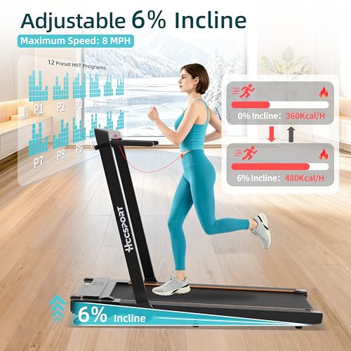 Image of Under Desk Incline Walking Pad Foldable Home Treadmill Removable Tray
