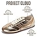 Project Cloud Leather Barefoot Shoes Women – Memory Foam Lace-Up Womens Sneakers – Lightweight & Non Slip Womens Shoes Casual – All-Day Women's Fashion Sneakers for 2026 (Monica,GOLDPU,8)