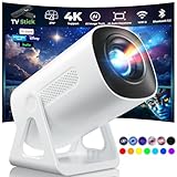 TransarJect Portable WiFi and Bluetooth Projector - 4K 1080P Supported Mini Movie Projector, 270°Adjustable Stand Outdoor Home Theater Star Projector with Ambient Light for Phone TV Stick Laptop