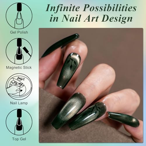 Set de 12 esmaltes gel cat eye nude con imán miniatura 3