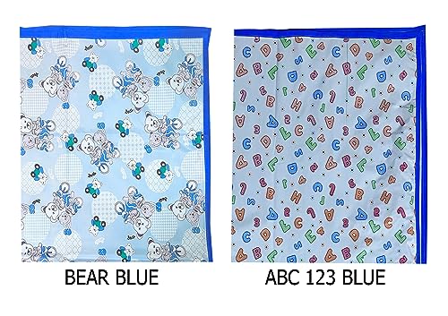 Image of EcoSoft Plastic Sheet,PVC Sheet for Kids,Rubber Sheet for Babies,Bed Wetting Protector(90 x 135 cm) (Blue Bear & ABC123 Blue)
