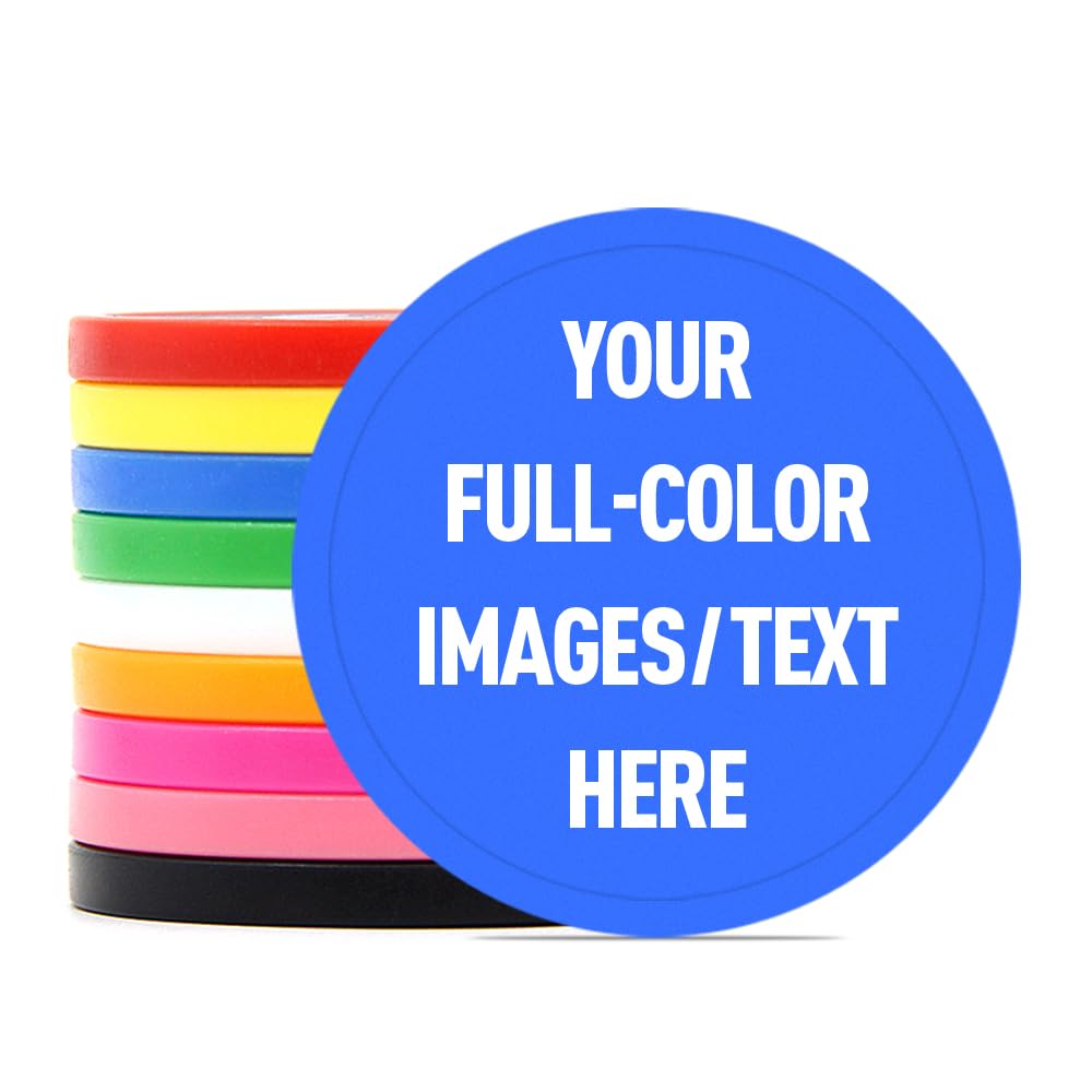 40mm Custom Plastic Bar Tokens, Full-Color Print Your Personalized Photo and Text on Chips, for Drink Tokens, Poker Game and Board Game (Blue)