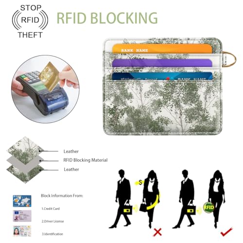 Image of Slim Minimalist Pocket Credit Card Holder Wallet Women | RFID Blocking Lightweight Thin Small Cute Card Cases, Foggy Forest