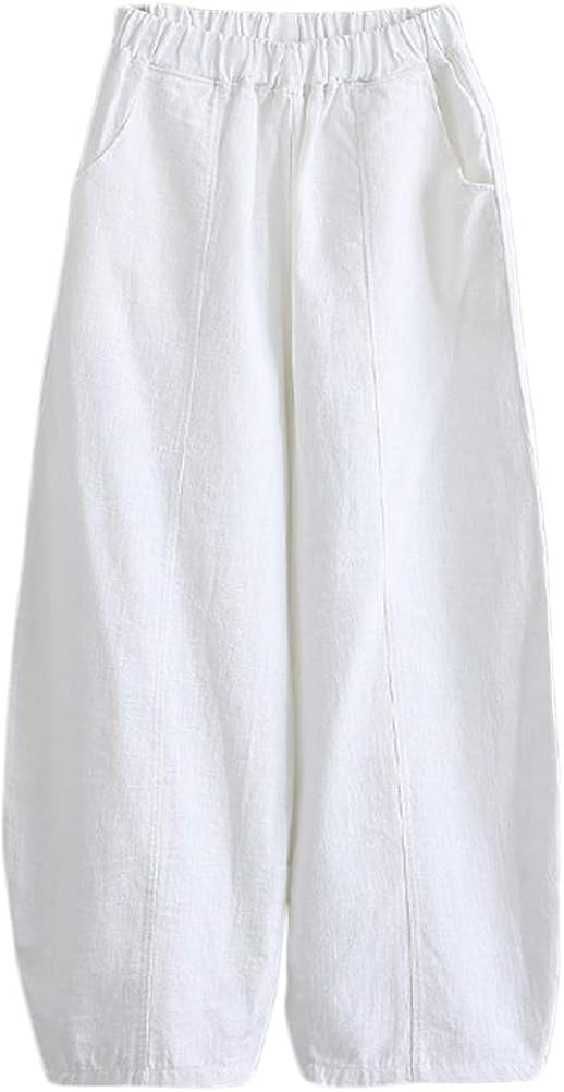 pantaloni di cotone per donna gamba larga