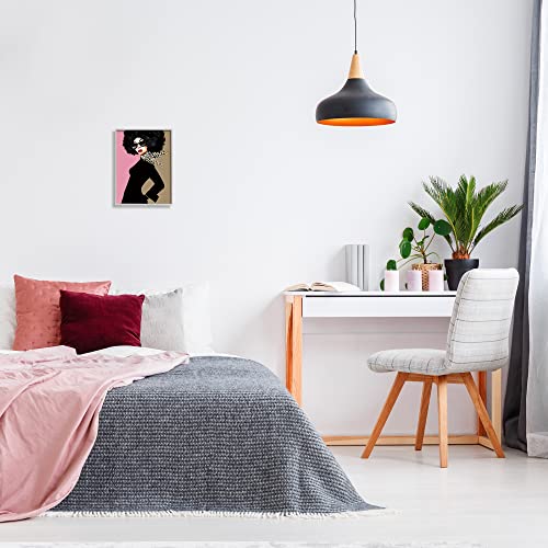 Stupell Industries Female Glam Fashion Vintage Pop Patterned Scarf Portrait Grey Framed Wall Art, 11 x 14, Black2