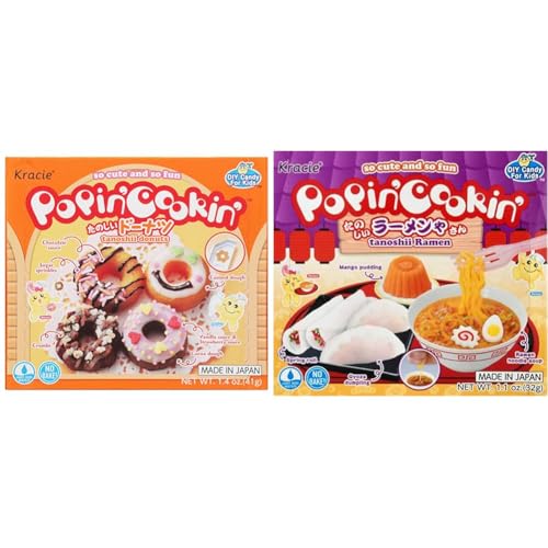 Kracie Popin' Cookin' Kit para hacer dulces DIY - Donuts (1.4 oz) y Ramen (1.1 oz)