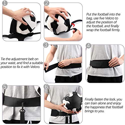Kai Xin Solo Soccer Trainer, Football Volleyball Rugby Kick Training AidsSolo Skill Practice Equipment for Kids Adult with Elastic Adjustable Waist Belt,Fits Size 3,4,5 Footballs Volleyball Rugby