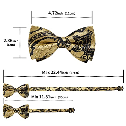 Image of DiBanGu Pre-Tied Bow Ties for Men Silk Adjustable Tuxedo Bowties Pocket Square Cufflinks Set with Lapel Pin Jacquard Woven