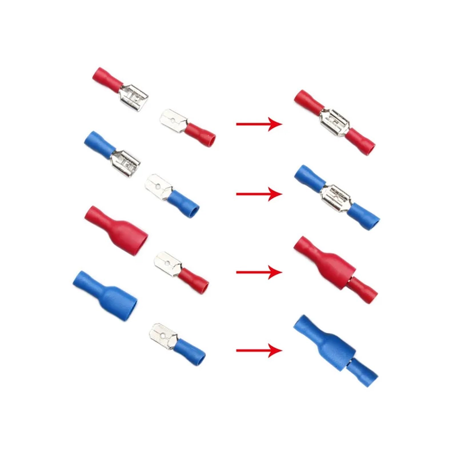 Lote de 373 terminales de cable eléctrico aislados, surtidos, conectores de crimpado, horquilla, anillo, 22-10 AWG.