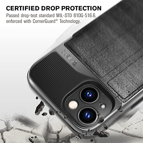 Vena Vcommute Wallet Case Compatible With Apple Iphone 14 Plus (6.7"-Inch), (Military Grade Drop Protection) Flip Leather Cover Card Slot Holder With Kickstand - Slate Black #TOP4