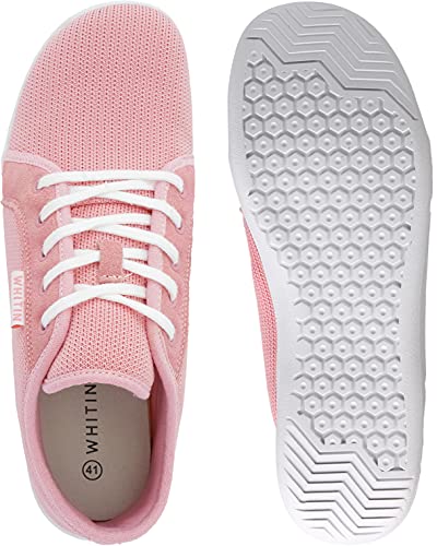 Image of WHITIN Women's Barefoot Minimalist Shoes, Natural Foot-Shaped, Pink /Leather Insole, 9