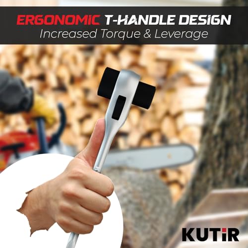 Kutir Chainsaw Scrench Wrench, 13mm & 19mm Ratchet T-Wrench Spanner Tool, Combination Screwdriver for Chainsaw Maintenance by Kutir - Image 7