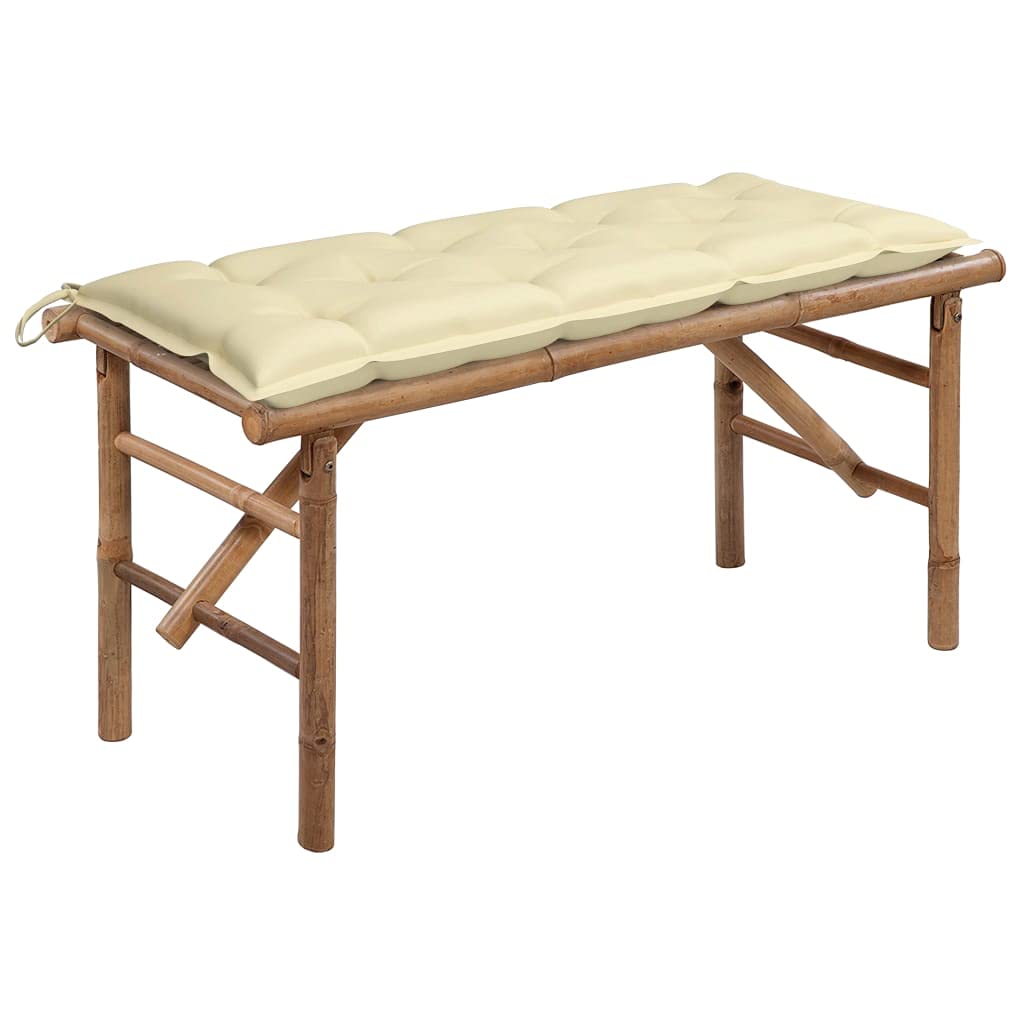 vidaXL Składana ławka ogrodowa z poduszką, 118 cm, bambusowa